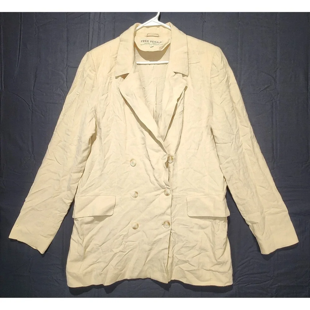Free‎ People Women's Preppy Casual Blazer Beige Size M